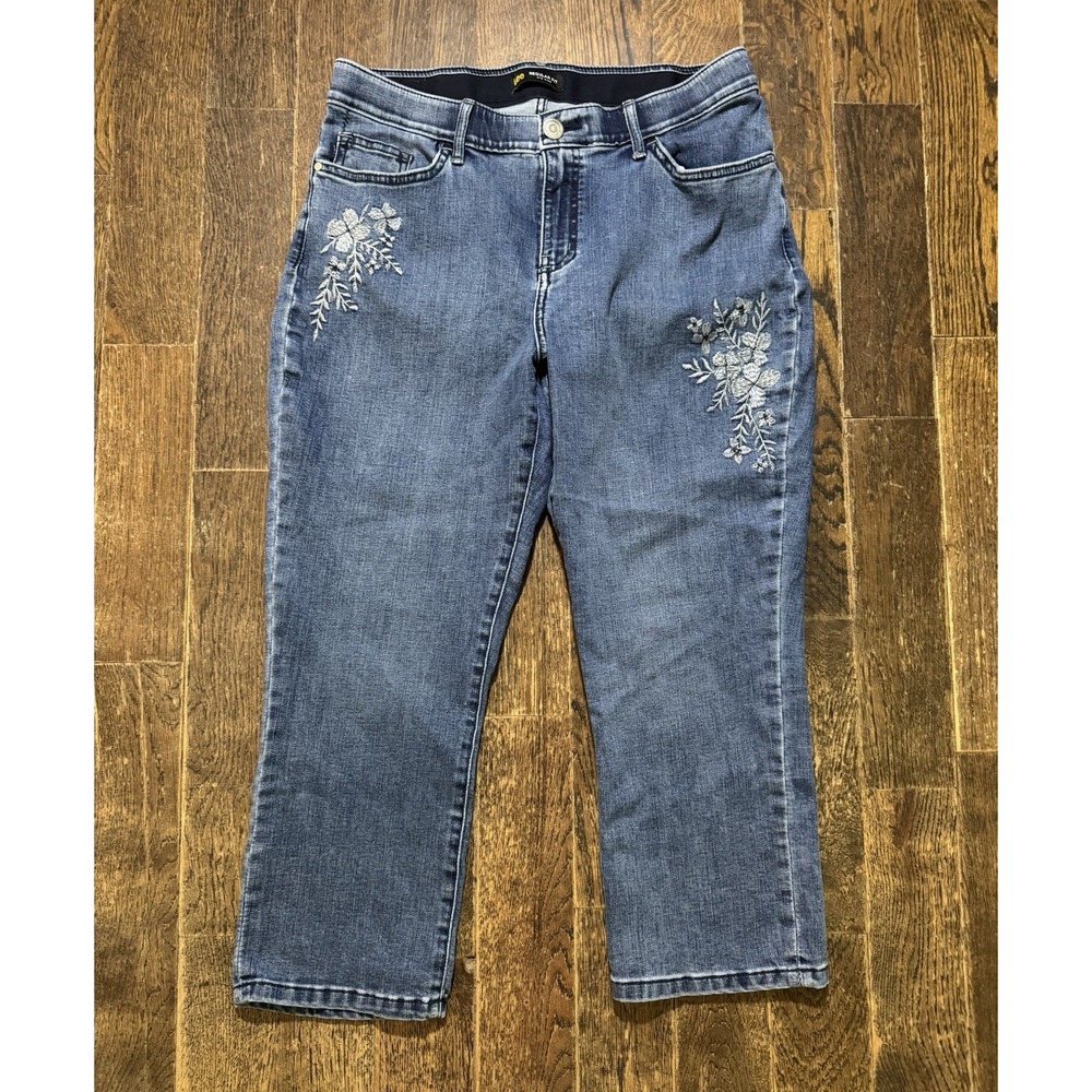 Lee Blue Jeans Womens Size 8 (W29xL21) Regular Fit Mid Rise Cropped Embroidered